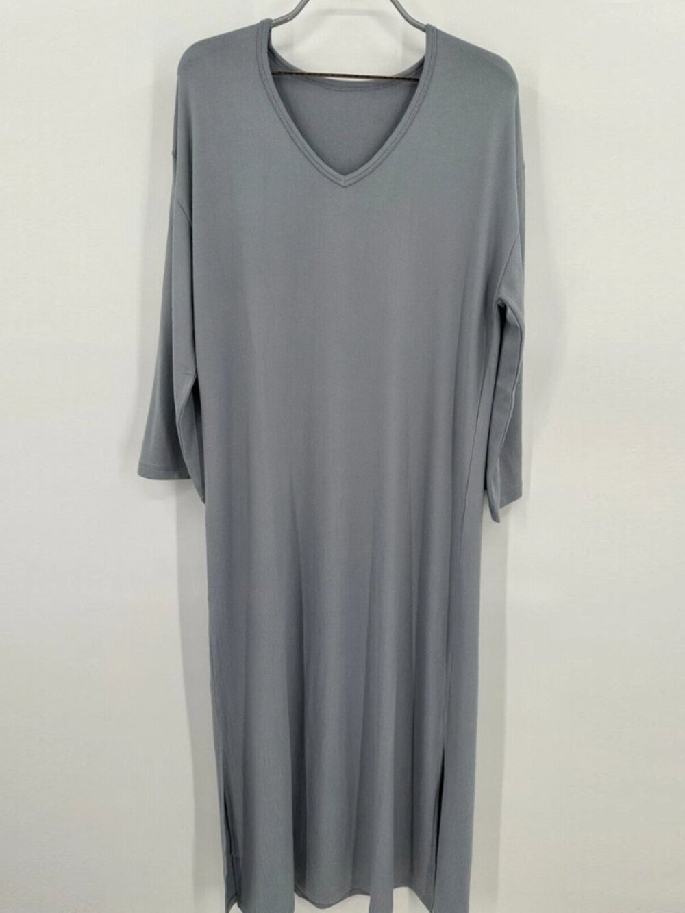 Softies 50" Dream Jersey Caftan in Gray size S Small Night Gown